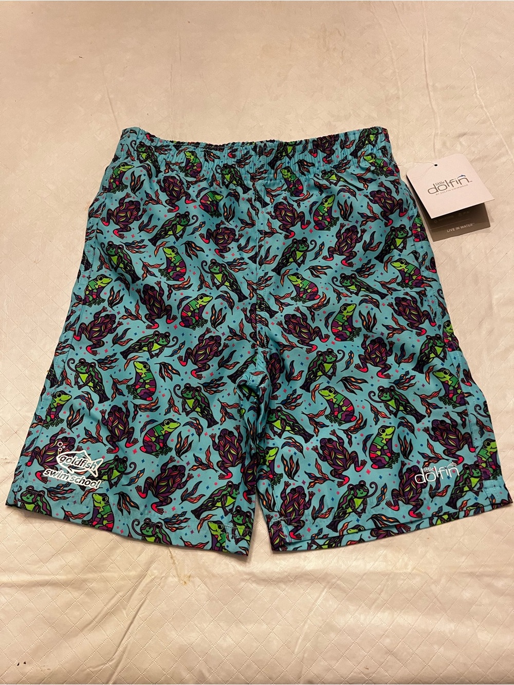 Dolfin Kids Aqua Swim Trunks with Multicolor Frog Print
